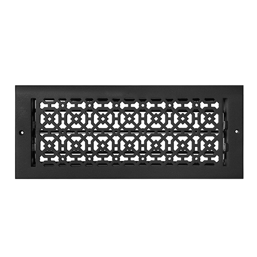 Achtek Air Supply Vent 6"x 16" Duct Opening (Overall 7-1/2"x 17-3/4") Solid Cast Aluminium Register Cover | Powder Coated BLACK