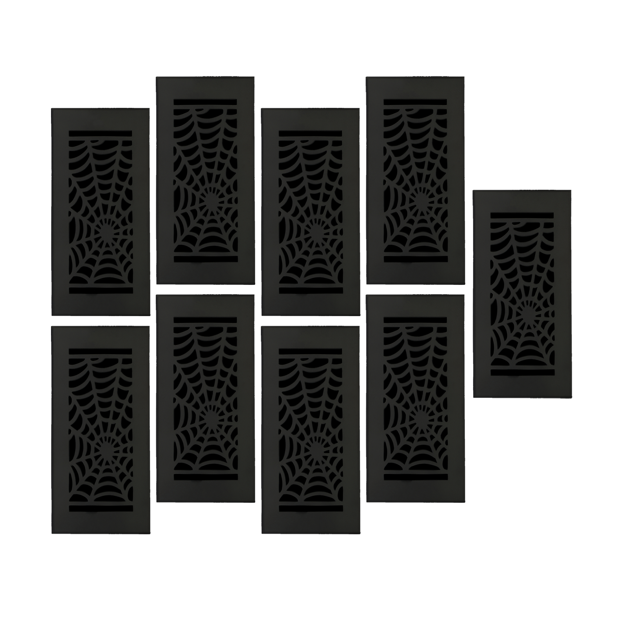 Lot de 9 panneaux de sol gothiques effrayants 4"x10" en aluminium moulé massif avec alimentation en air et persiennes, revêtement en poudre