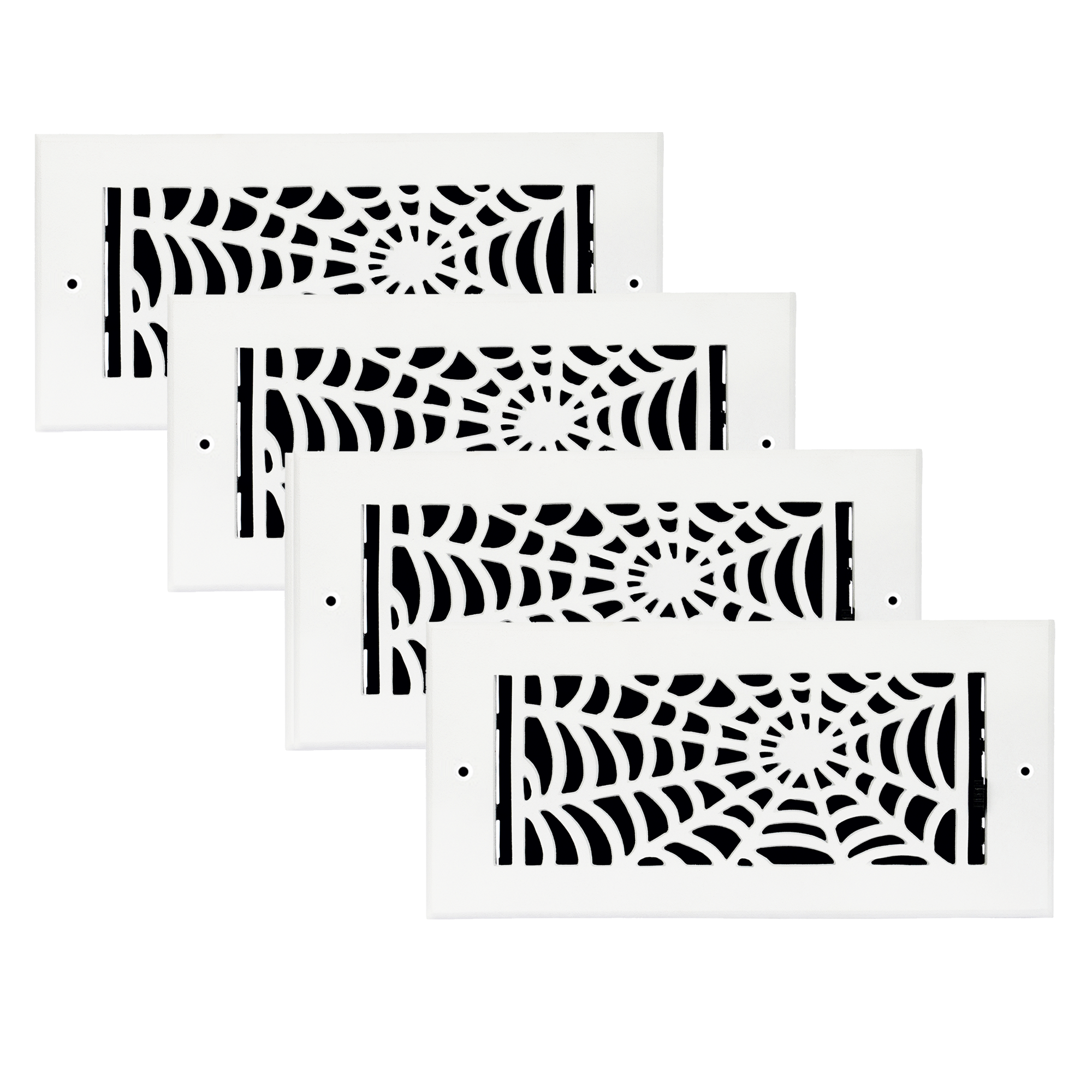 LOT de 4 grilles d'aération Spooky Gothic 4"x10" pour mur/plafond en fonte d'aluminium massif avec revêtement en poudre