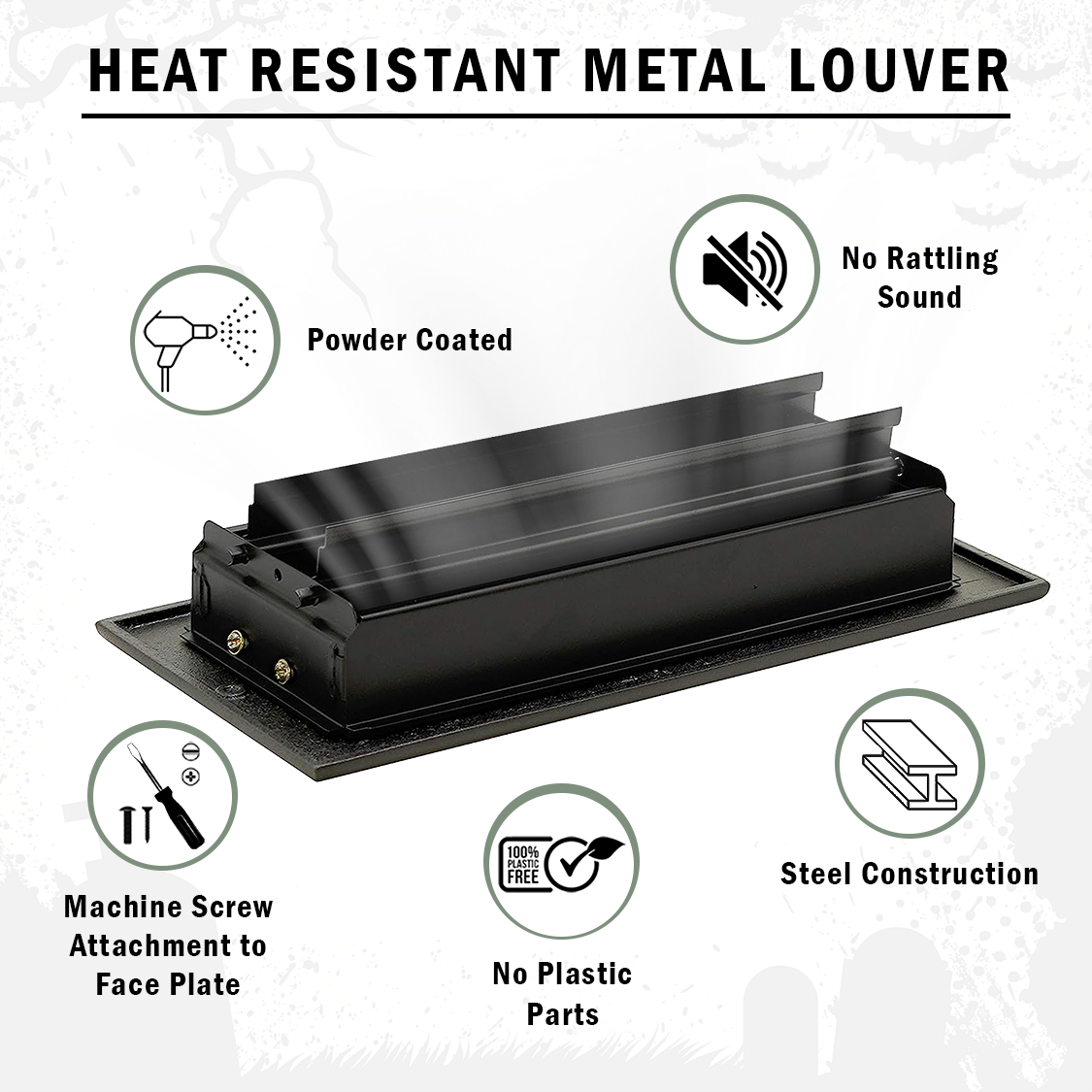 PACK of 10 Spooky Gothic 4"x10" WALL / CEILING Solid Cast Aluminum Air Supply louvered Powder Coated