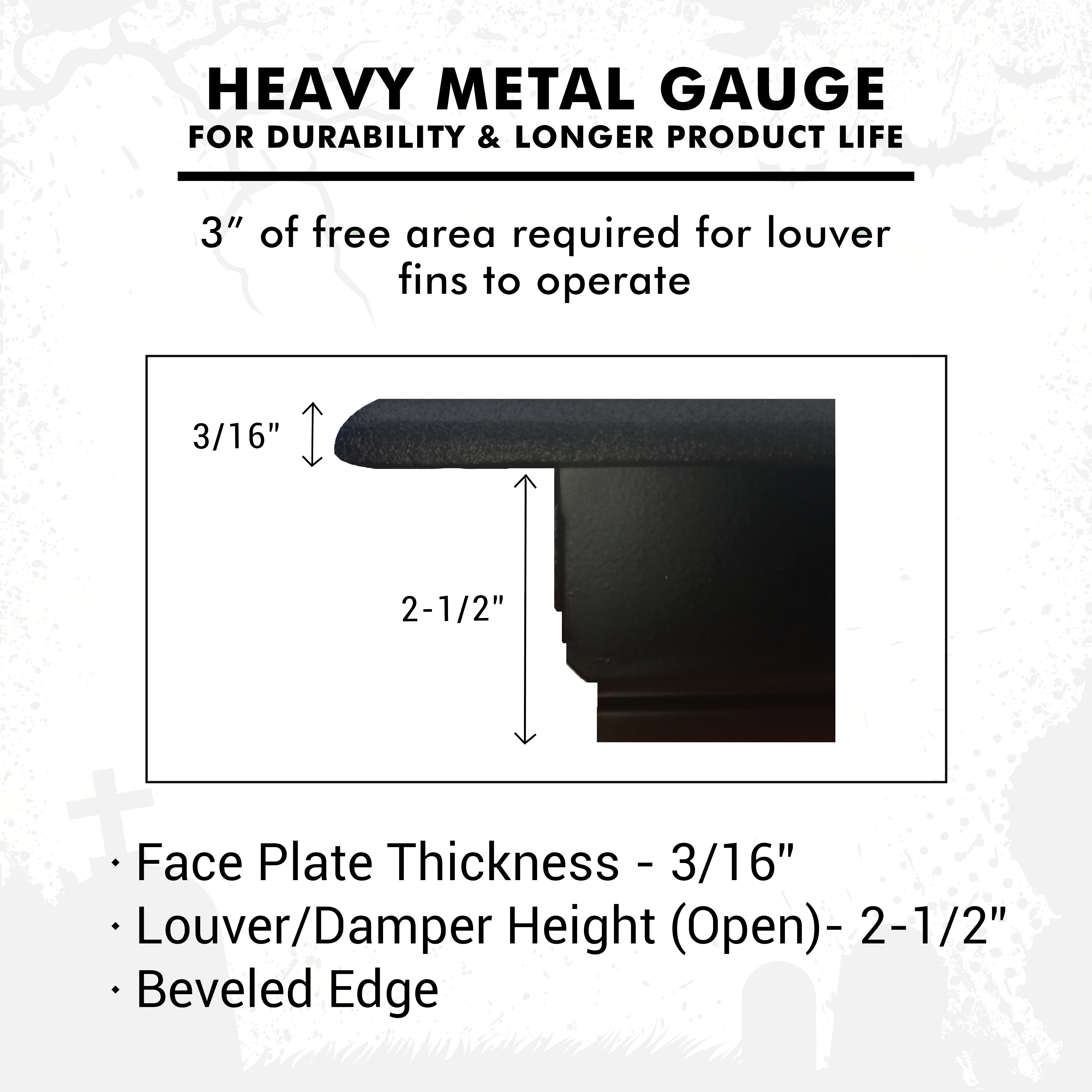 Spooky Gothic 8"x14" Solid Cast Aluminum louvered Air Supply | Powder Coated