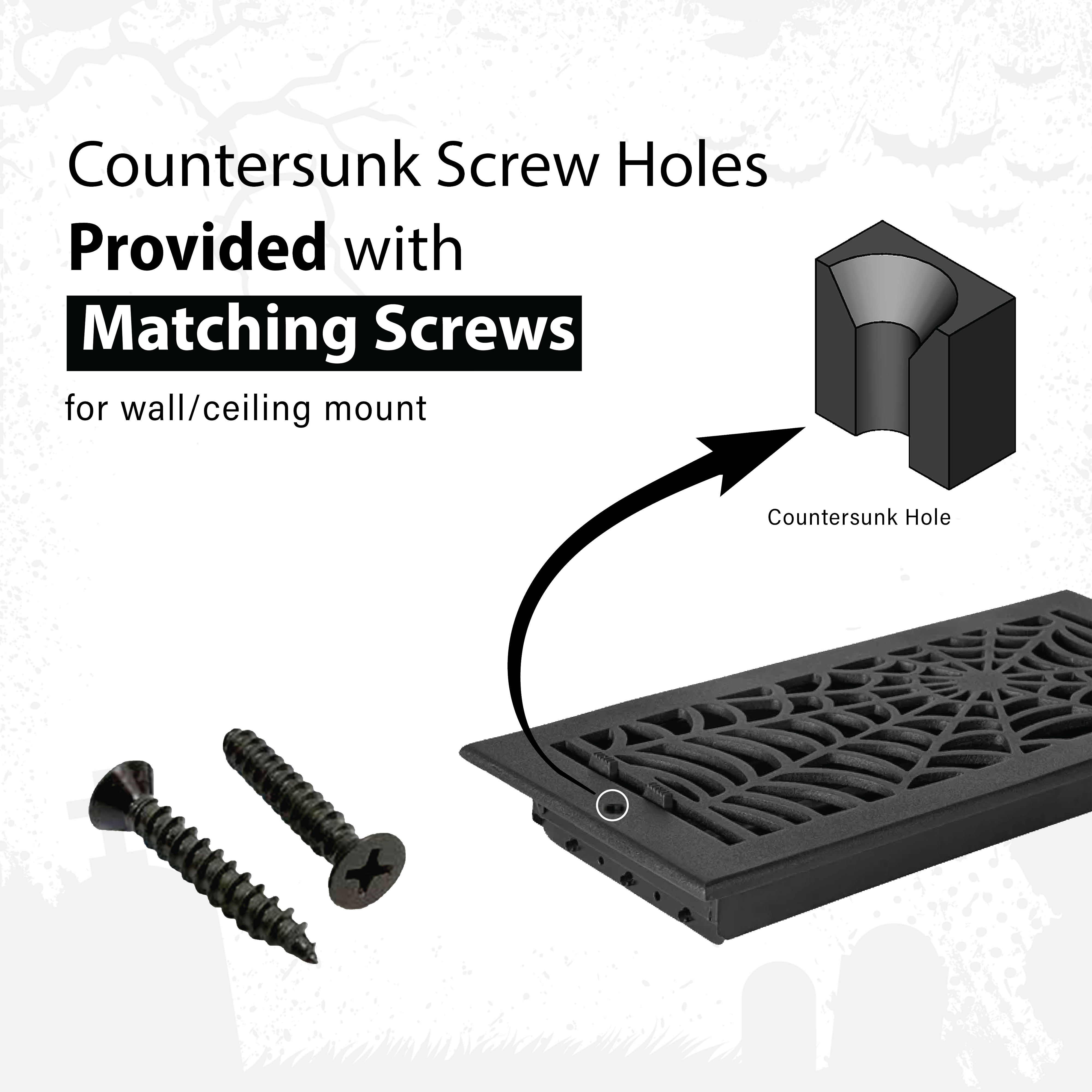 Spooky Gothic 4"x12" Solid Cast Aluminum louvered Air Supply | Powder Coated