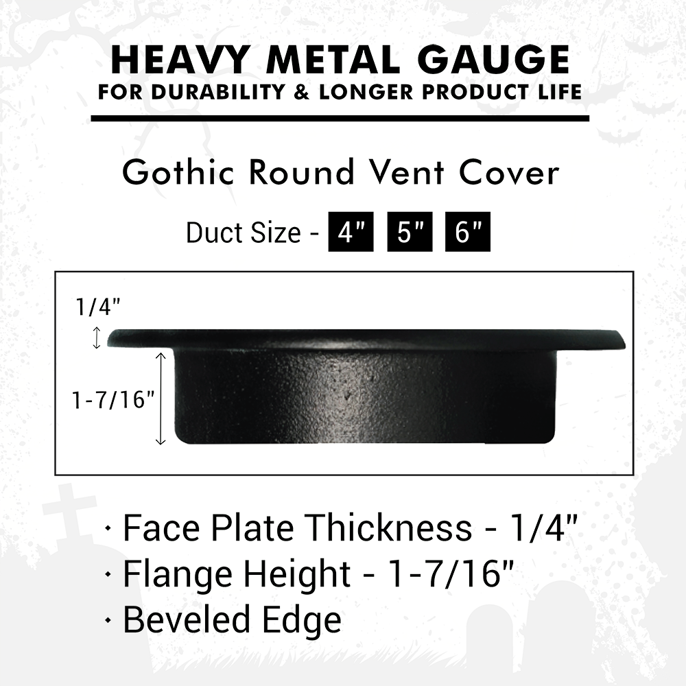 Spooky Gothic 6" Round Solid Cast Aluminum Grille | Powder Coated