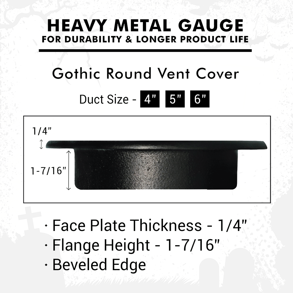 Spooky Gothic 4"Round Solid Cast Aluminum Grille | Powder Coated