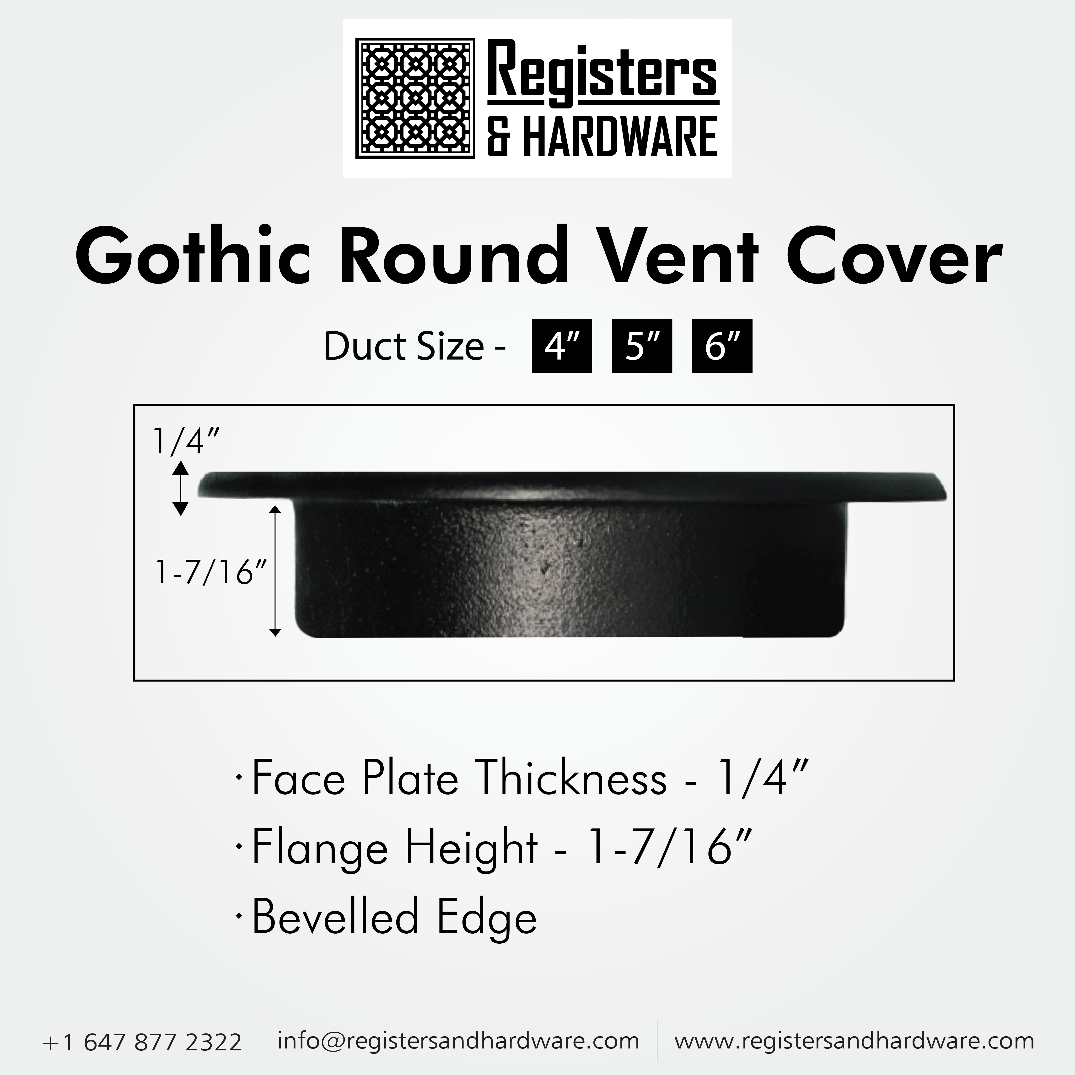 Spooky Gothic Round Vent cover 4" Duct Opening (Overall 5-1/2") in Spider Web Design | Solid Cast Aluminium Register Cover | Powder Coated