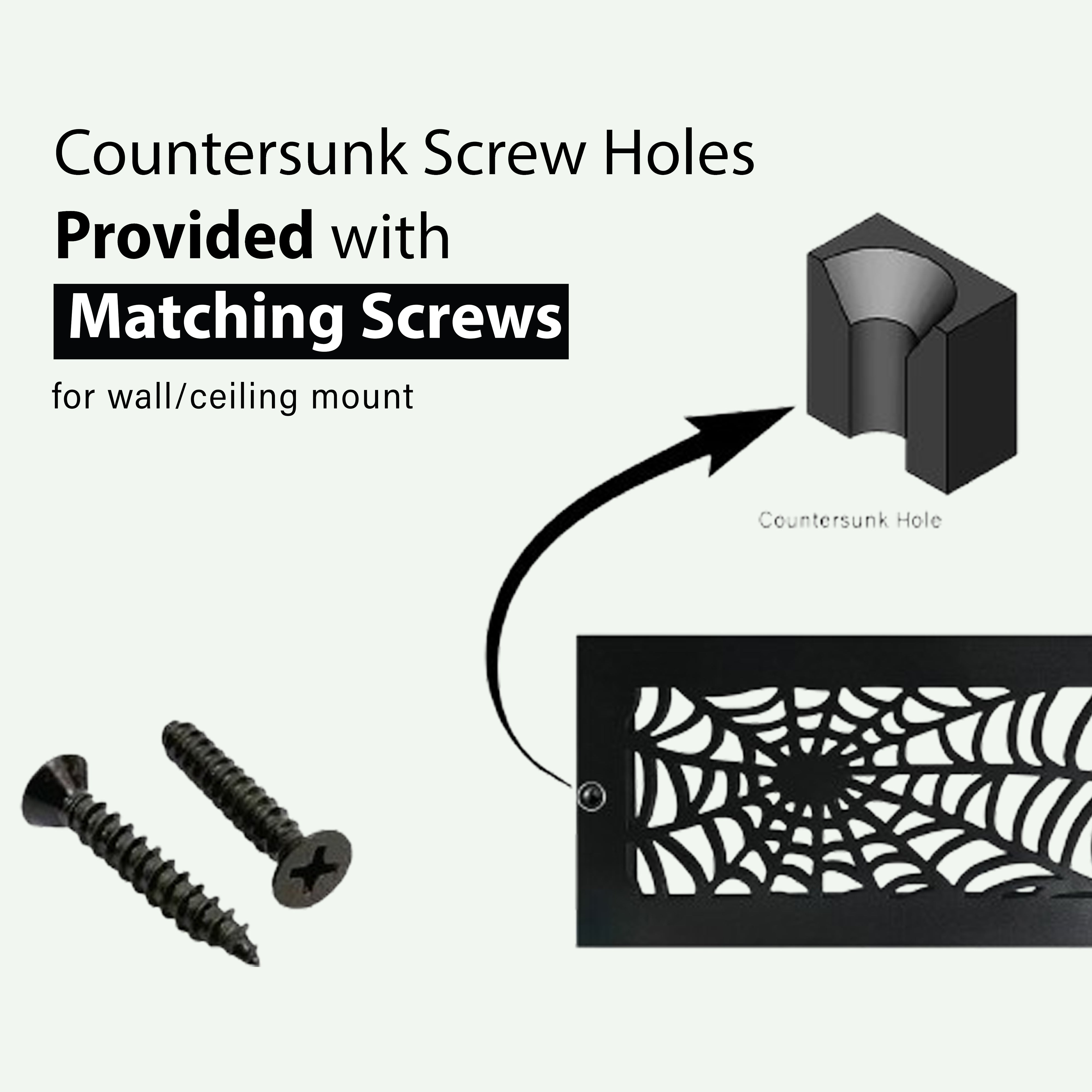 SPIDER WEB Air Return 12"x14" Duct Opening Gothic| Heavy Cast Aluminum Cover Grill (14"x16" Overall) | Powder Coated