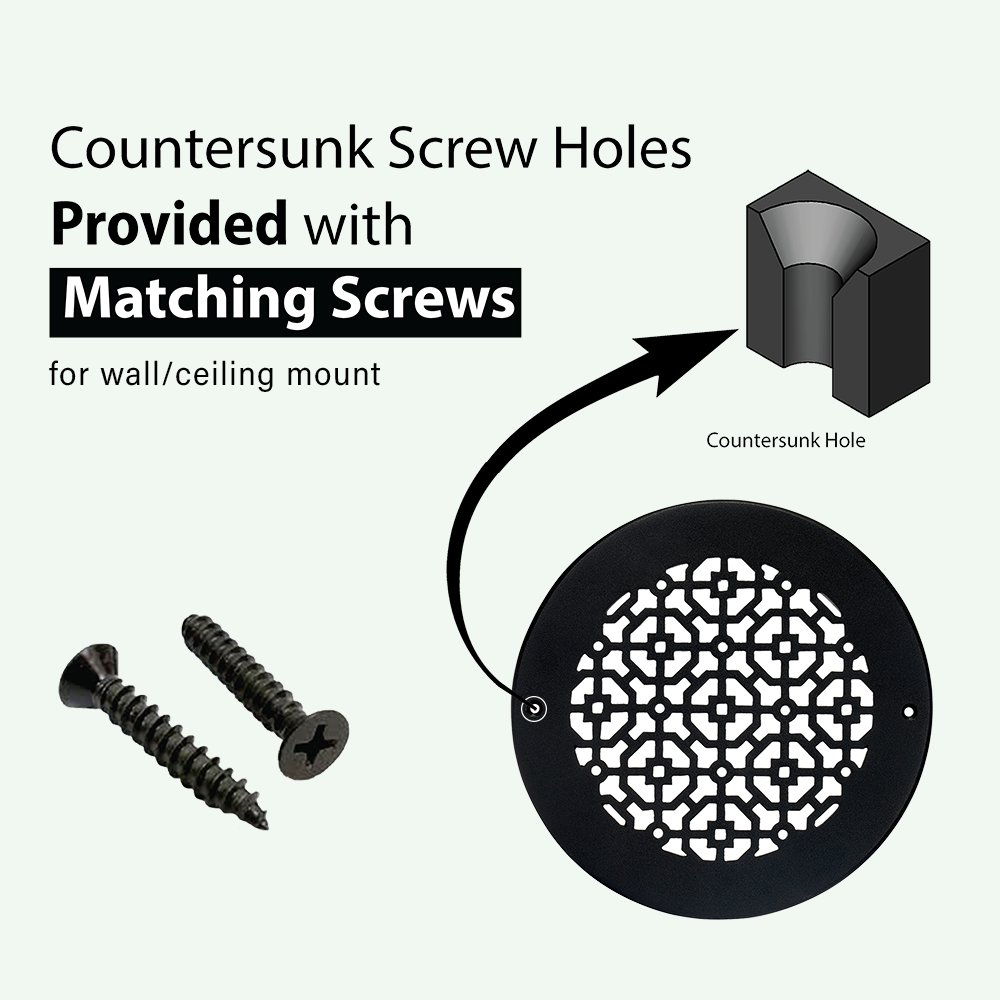 Achtek 6" Solid Cast Aluminum Round Grille | Powder Coated