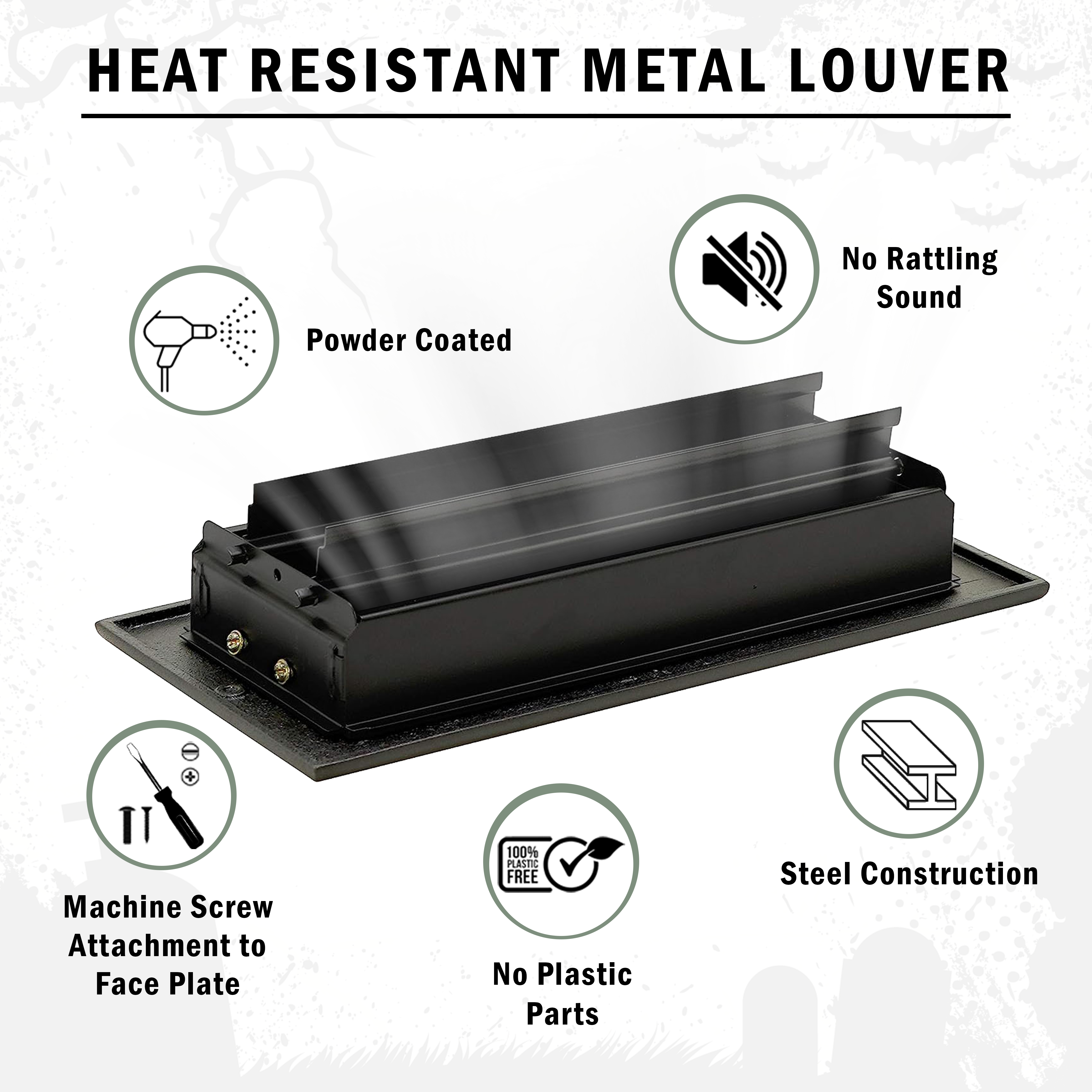 Spooky Gothic 4"x12" Solid Cast Aluminum louvered Air Supply | Powder Coated
